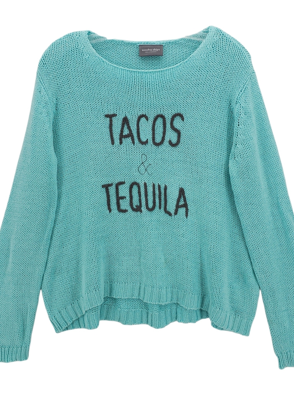 WOODEN SHIPS Blue Knit 'Tacos & Tequila' Sweater Size S/M